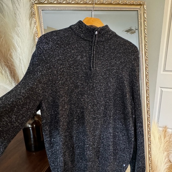 Chaps Men’s Heathered Black Knit Quarter-Zip Pullover, Size L - Picture 4 of 5